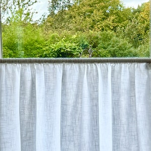 Heavy Weight Pure Irish Linen Cafe Curtain Panel - Pre shrunk Baird McNutt Irish Linen - White Irish Linen Bistro Curtain - Linen Curtain