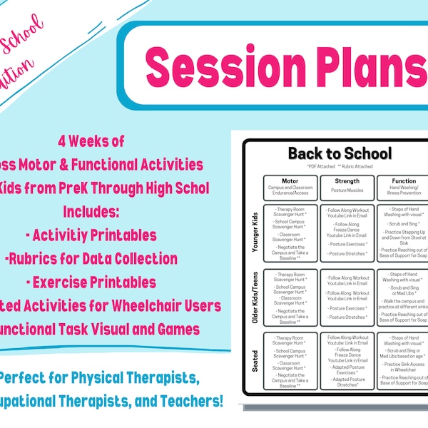 Lesson Plans | Physical Therapy Activities | Occupational Therapy Activities | Gross Motor Activities for Kids | Rubrics