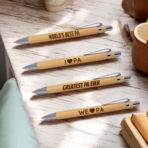 Pa Gift Laser Engraved Bamboo Pen, Gift For Him Pa Birthday, Christmas Stocking Filler, Fathers Day Present, Keepsake Personalised Gift