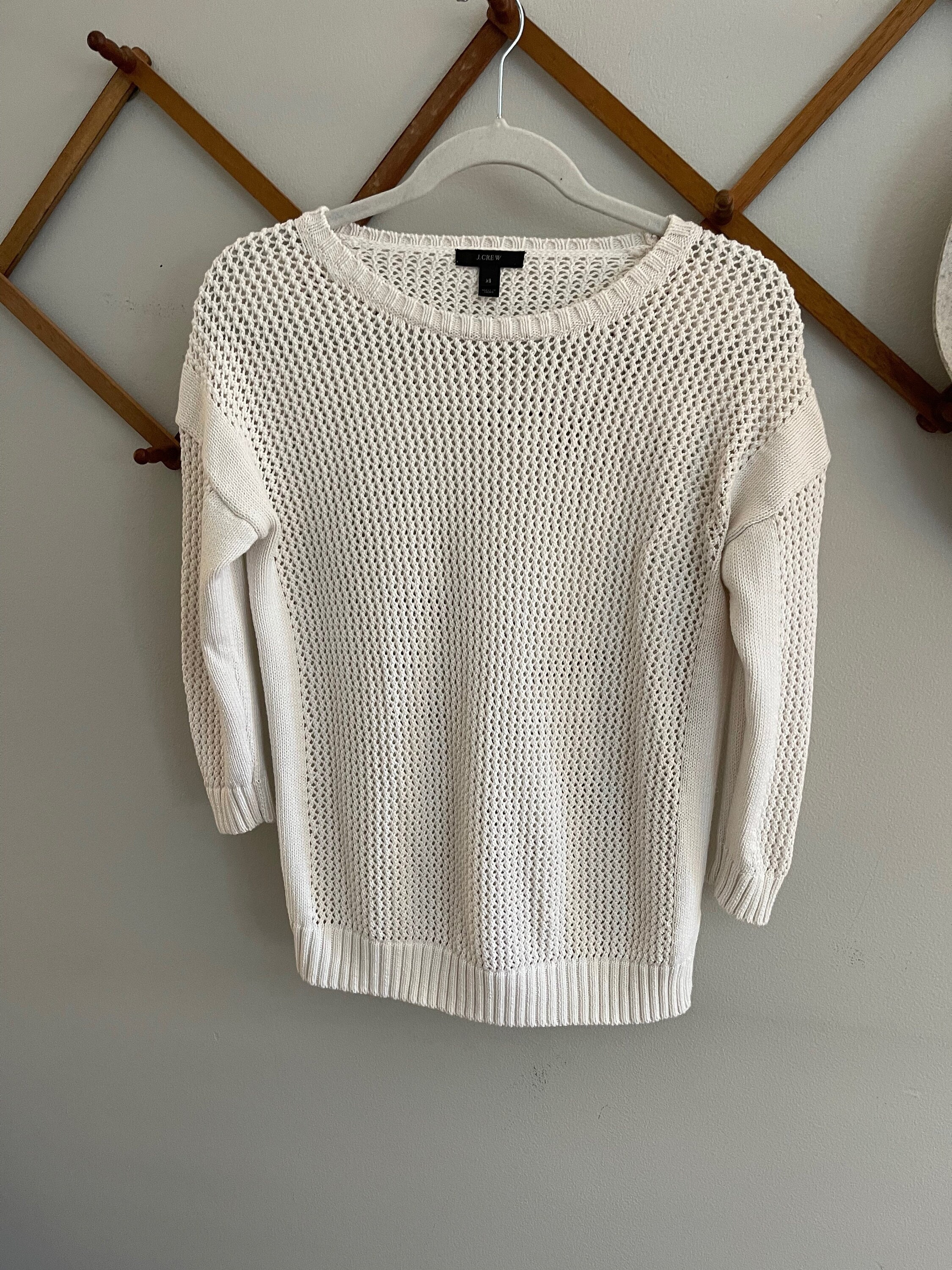 J Crew Open Knit White Beach Sweater Etsy UK