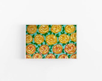 Yellow & Orange roses acrylic Painting canvas