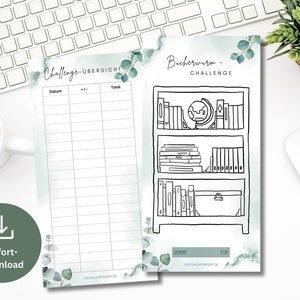 Bookshelf Coloring Sparchallenge Set incl. Tracker Eucalyptus | Save Money Template Challenge suitable for A6 Zipper Envelopes PDF Digital