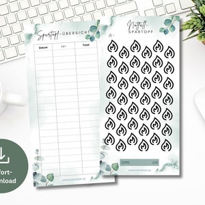 Emergency savings pot set including tracker eucalyptus | Save Money Template Challenge suitable for A6 Zipper Envelopes PDF Digital Download