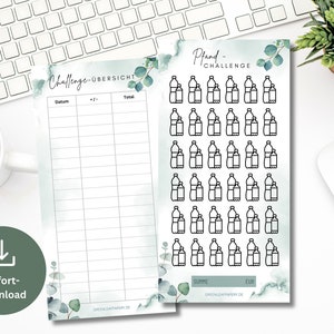 Deposit bottle savings challenge set including tracker eucalyptus save money template challenge suitable for A6 zipper envelopes PDF digital download