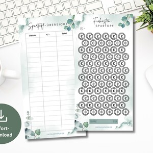 Fixed cost saving pot set including tracker eucalyptus | Save Money Template Challenge suitable for A6 Zipper Envelopes PDF Digital Download