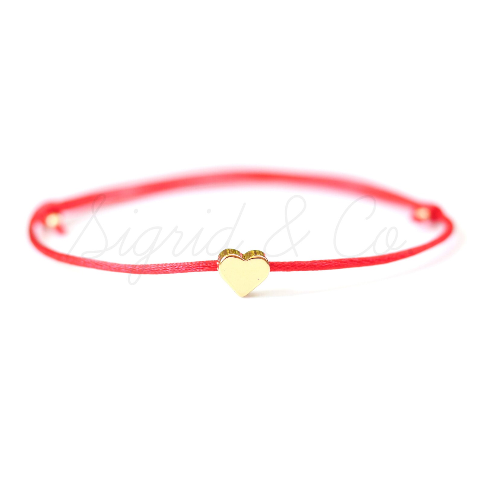 Red String Bracelet with Gold Heart Set 1 Charm 1 Original Etsy