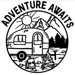 Adventure Awaits, Caravan Decal Sticker, Happy Camper, Caravan Gifts, Caravan Stickers, Vinyl Decals, Campervan Stickers, Caravan Quotes