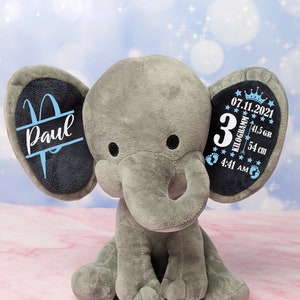 Personalized New Baby Gift, Newborn Baby Girl/Boy Gift, Baby Gift, Cuddly Elephant, Baptism Soft Toy