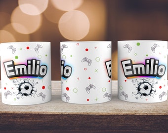 Personalisierte Fußball Tasse für Jungs Geschenk zur Einschulung Kinder Geburtstagsgeschenk Fußballfans Tasse Fußballspieler Tasse mit Namen