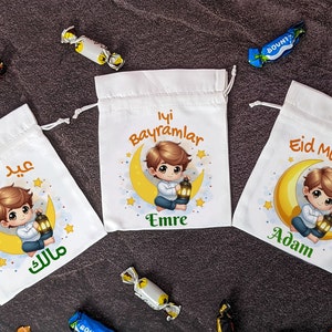 Eid Geschenkbeutel Personalisiert mit Namen Bayram Kesesi Beutel Bayram Hediyesi Tüte Zuckerfest Harclik Geschenksäckchen Ramadan Jutesack Bild 9