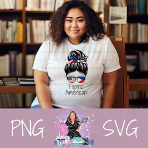 Filipino American, Philippines Messy Bun PNG SVG Digital
