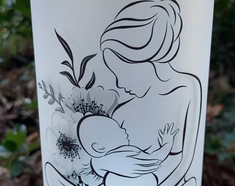 Breastfeeding floral glass can