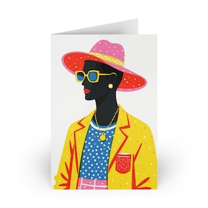 Colorful Afrocentric Handdrawn Greeting Card African Inspired Birthday Card South Africa Summer Theme Black Woman Afro Art Illustration 4x6