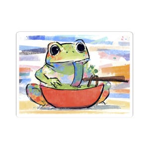 Niedliche Frosch-Aufkleber für Planer Ramen-Frosch, handgemalte Aufkleber für Laptops-Abziehbilder Tierliebhaber, wunderliche Abziehbilder für Laptops Natur, Essen