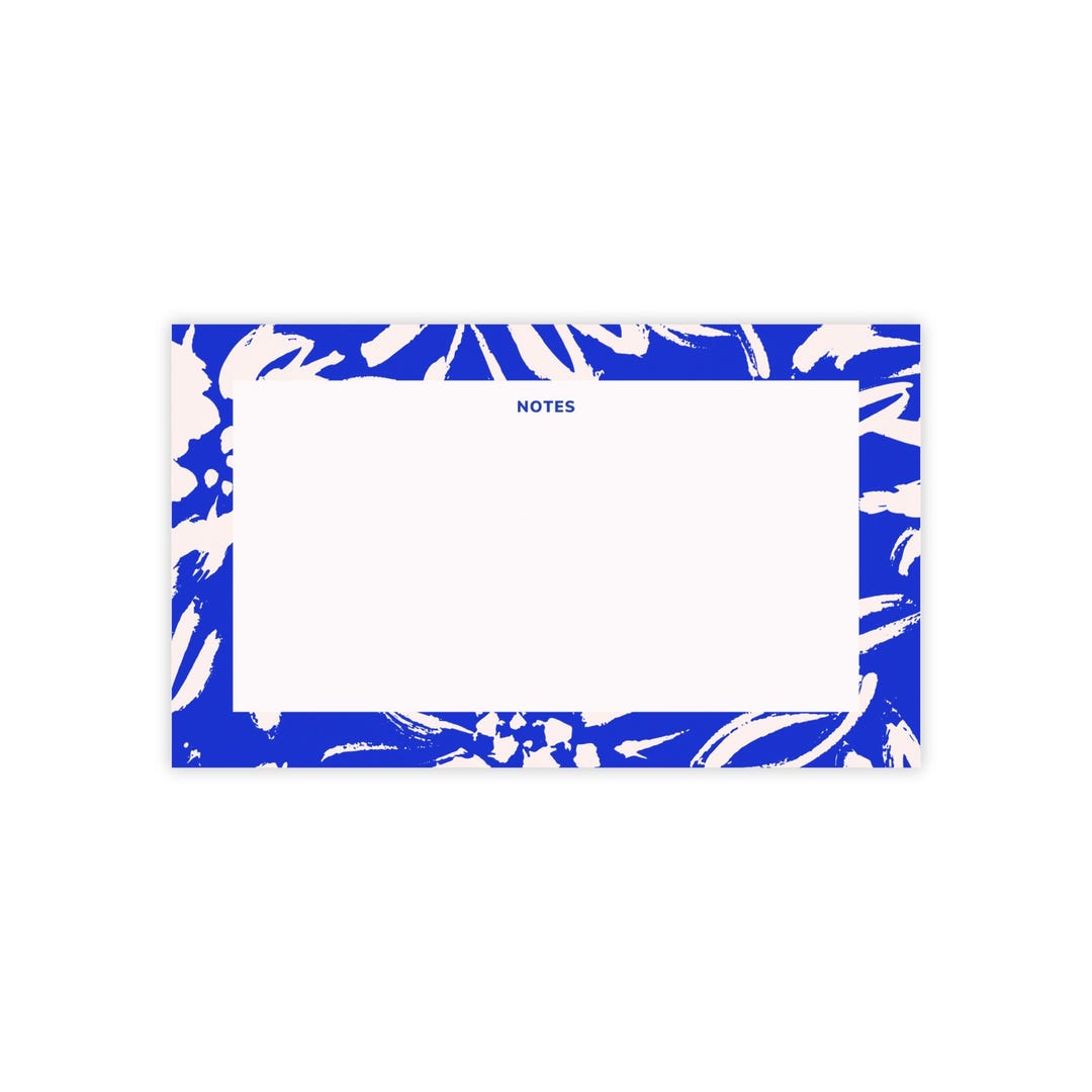 Pretty Note Paper Blue Large Blue Floral Note Pad Flower Blue Memo Pad Retro Post It Sticky ...
