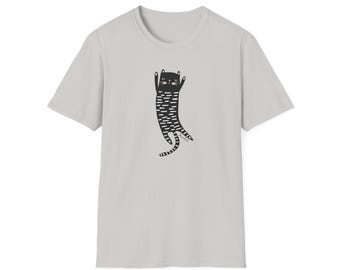 Camiseta unisex suave de gato juguetón, bonita camiseta gráfica, regalo para amantes de los gatos, ropa informal, camiseta para el día a día, regalo de cumpleaños