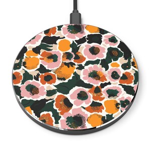 Floral Wireless Charger | Fast Charging Pad, Gift for Tech Lovers, Home Office Decor, Mother&#39;s Day Present, Eco-Friendly Design