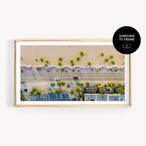Tropical Beach TV Art Samsung Screen Saver, Palm Trees Coastal Road Summer Digital Frame TV Download Background Coastal Vibes Art Collection
