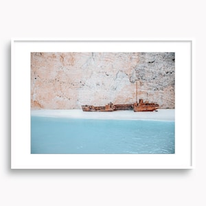A1 Limited Edition Fine Art Print Beach in Zante Poster Greece Travel Nature Ocean Wall Art Decor Shipwreck Beach Gift Travel Lovers