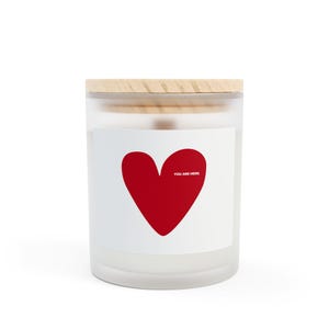 Valentines Day Candle Gift For Her Love Candle Frosted Glass Candle Christmas Cozy Home Decor, Gift for Her, Valentine&#39;s Day Gift