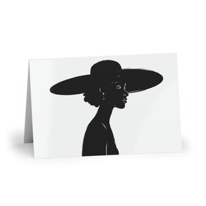Cartão de ilustração de mulheres negras para todas as ocasiões, design inspirado na África, cartões de felicitações minimalistas, cartão feito à mão, arte única, presente em preto e branco