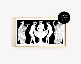 Griechische Kunst Antike Frauen sammeln an einem Becken TV Kunst Samsung Monochrome Digital Tv Kunst Samsung Rahmen Wanddekoration Zuhause für Samsung Tv gerahmt