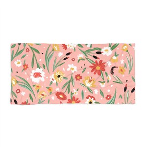 Floral Beach Towel - Spring Summer Flowers Pink Yellow Red, Tropical Towel, Floral Pattern Towel, Beach Blanket, Large Towel, Pool Towel