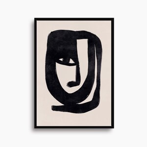 Open Edition Wall Art Abstract Eye and Face Curves Art Home Decor Monochromatic Focal Point Fine Art Modern Space Giclee Print Artwork Decor