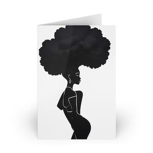 African Woman Silhouette Greeting Cards, Afrocentric Note Cards, South Africa Art Cards, Black Girl Power, Birthday, Postcard, Thank You