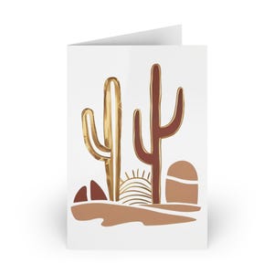 Cartes de voeux Desert Vibes Papeterie sur le thème des cactus Cartes de remerciement uniques Notes de paysage du désert Ensemble de cartes style bohème Carte de voyage bohème