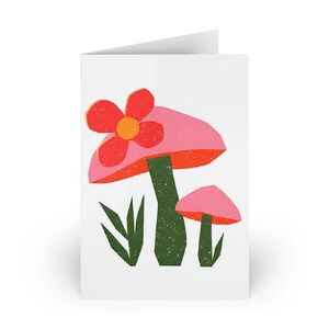 Cartões comemorativos com cogumelos floridos, artigos de papelaria florais extravagantes, presente retrô perfeito para aniversários, notas de agradecimento, flores, cartão-presente para mães 4x6