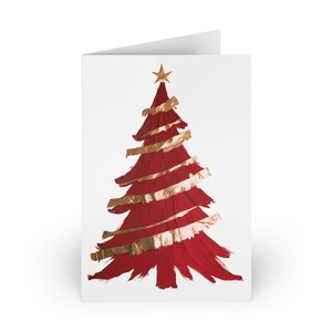Sapin de Noël en or rouge Cartes de voeux Voeux des Fêtes Messages manuscrits Cartes de fête Noël Lot de 1 ou 10 pièces 4 x 6 notes