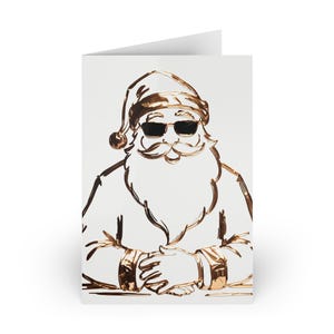 Cartões de felicitações de Papai Noel legais, pacotes com 1 ou 10 unidades, cartões de Natal, cartões de Natal engraçados, saudações festivas, caixa para presente, ilustração de Papai Noel
