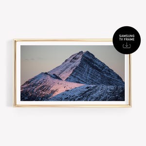 Mountain Peaks TV Art for Samsung Frame TV, 4K Digital Screen Saver Landscape, Sunrise Downloadable Wall Art TV Decor Cold Tones Background