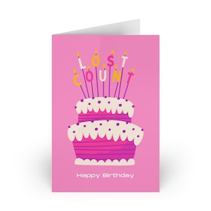 Biglietto d'auguri per il 50° compleanno - Divertente design di torta, regalo di compleanno personalizzato, inviti per feste rosa, biglietti di auguri, set da 1 o 10 pezzi