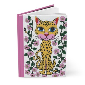 Colorful Leopard Hardcover Journal | Cute Animal Notebook, Floral Journal, Gift for Cat Lovers, Writing Diary