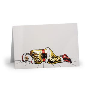 Biglietti d'auguri di Babbo Natale ubriaco e svenuto per Natale, biglietti di auguri umoristici per le feste di Natale, biglietti di auguri divertenti per le festività, biglietti di ringraziamento, confezione da 10