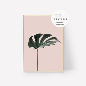 Print #78, Mostera Tropical Leaf Print, Botanical Wall Art, Floral Decor, Flower Poster, Printable Leaf, Instant Download