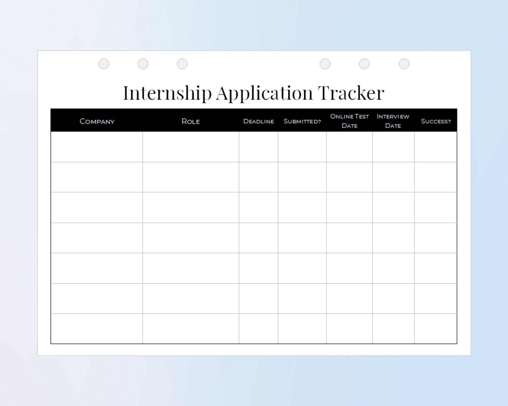 Printed A5 Internship Application Tracker Planner Insert Etsy Printed A5 Internship Application Tracker Planner Insert Etsy