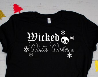 Wicked Winter Wishes,  Goth Christmas Long Sleeve Shirt , Plus Size Christmas Emo Sweater, Gothmas Emo Alternative Christmas, Alternative