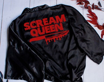 Scream Queen Slasher Robe, Halloween Lover, Gothic Robe, Getting Ready Robe, Plus Size Robe, Customized Robe