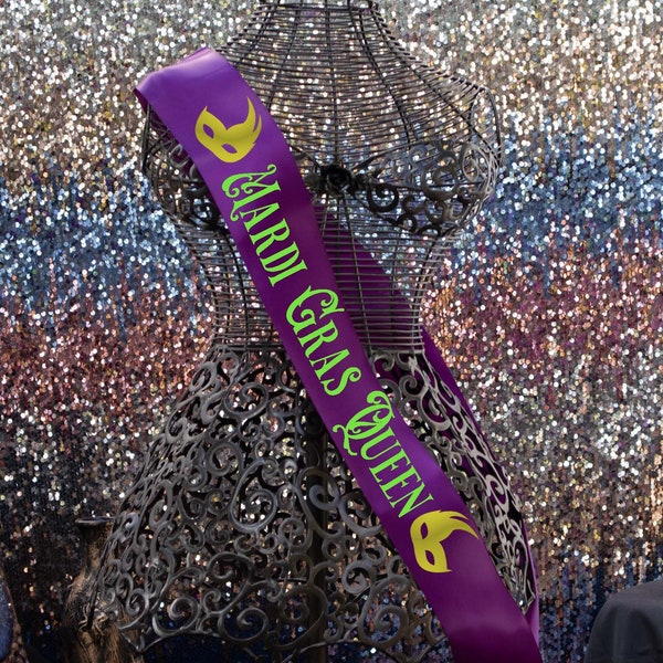 Mardi Gras Queen/King Sash,  NOLA  Party Sash, Mardi Gras Parade Sash , Nola Party, Custom Sash