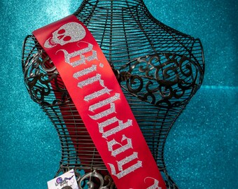 Nightmare Birthday Ghoul Sash, Birthday Sash, Gothic Party Sash, Emo...