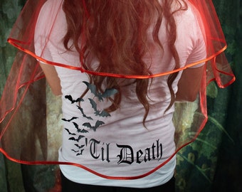 Til Death Bats Veil, Future Mrs. Bachelorette Veil, Gothic Hen  Party, Bride  Personalised veil, FREE U.S. SHIPPING