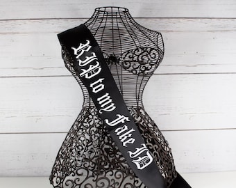 RIP Fake ID Alternative Birthday Sash,21st Birthday Sash, Finally 21 Birthday Sash, Gothic Party Sash,Goth Custom Sash