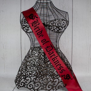 Bride of Darkness Sash, Gothic/Emo Bride Sash, bachelorette sash, Gothic Bridal Party Sash ,Goth Custom Sash, Halloween wedding decor