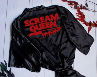 Scream Queen Slasher Robe, Halloween Lover, Gothic Robe, Getting Ready Robe, Plus Size Robe, Customized Robe