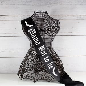Mama Bat Gothic Sash, Mom to Be Emo Sash, Custom Alternative Sash, Gothic Baby Shower Sash , Baby Brewing