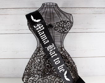 Mama Bat Gothic Sash, Mom to Be Emo Sash, Custom Alternative Sash, Gothic Baby Shower Sash , Baby Brewing