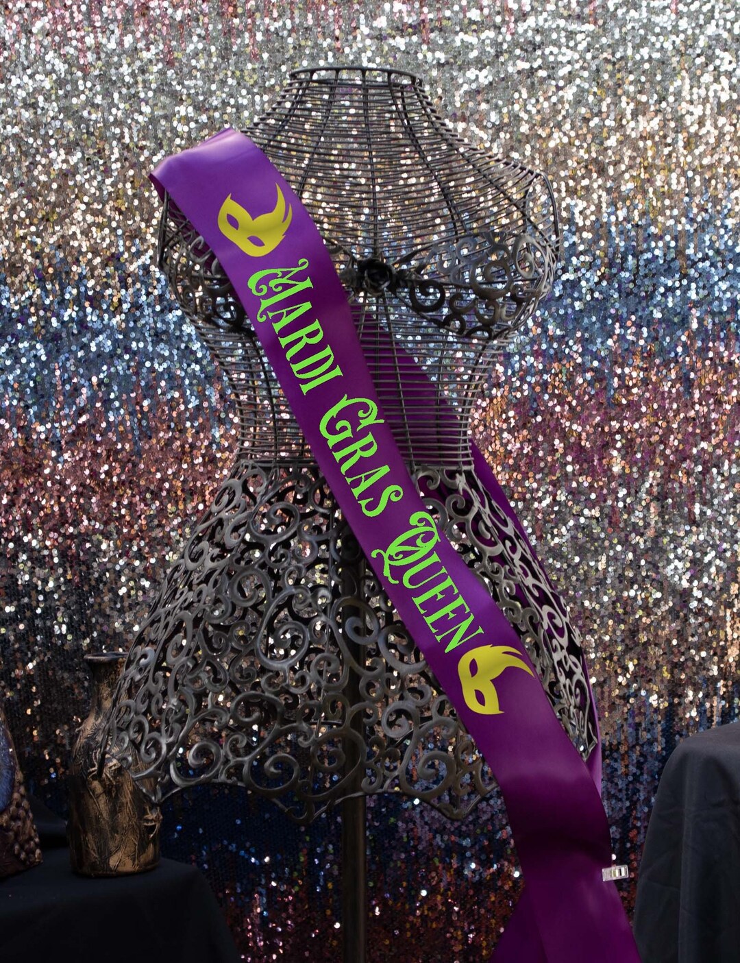 mardi gras chair sash